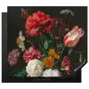 Stilleven met bloemen in een glazen vaas - Schilderij van Jan Davidsz. de Heem Inductie beschermer vinyl 3mm middel -3d
