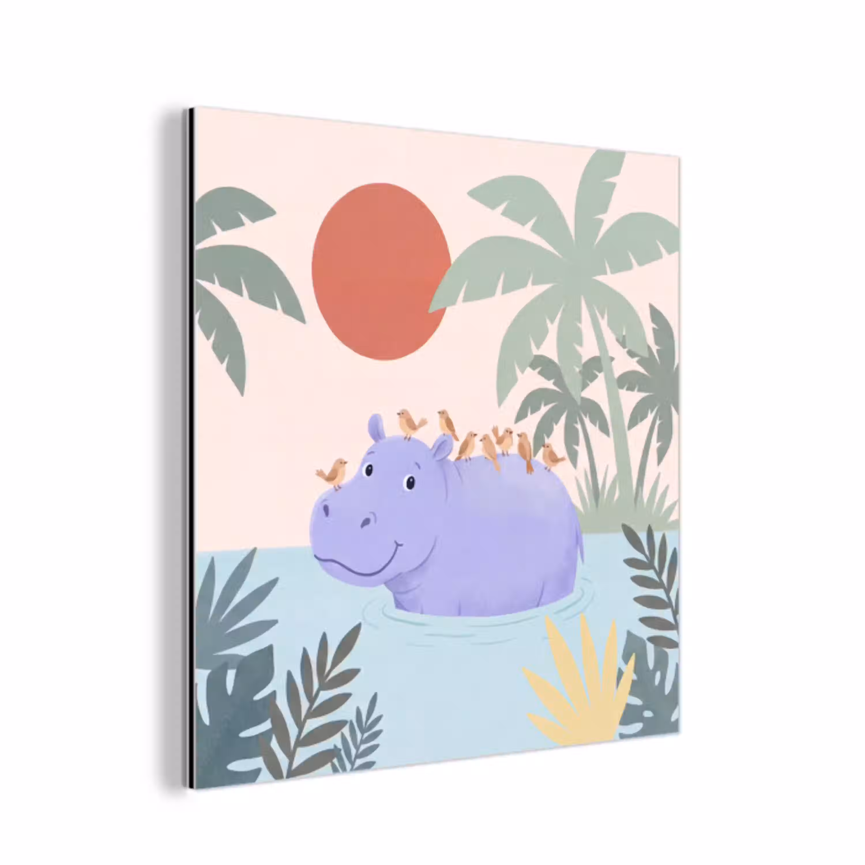 Dieren - Vogel - Water - Natuur - Illustratie aluminium wit klein -3d
