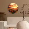 Zonnebloemen - Zonsondergang - Landschap Wandcirkel plexiglas klein -sfeer1