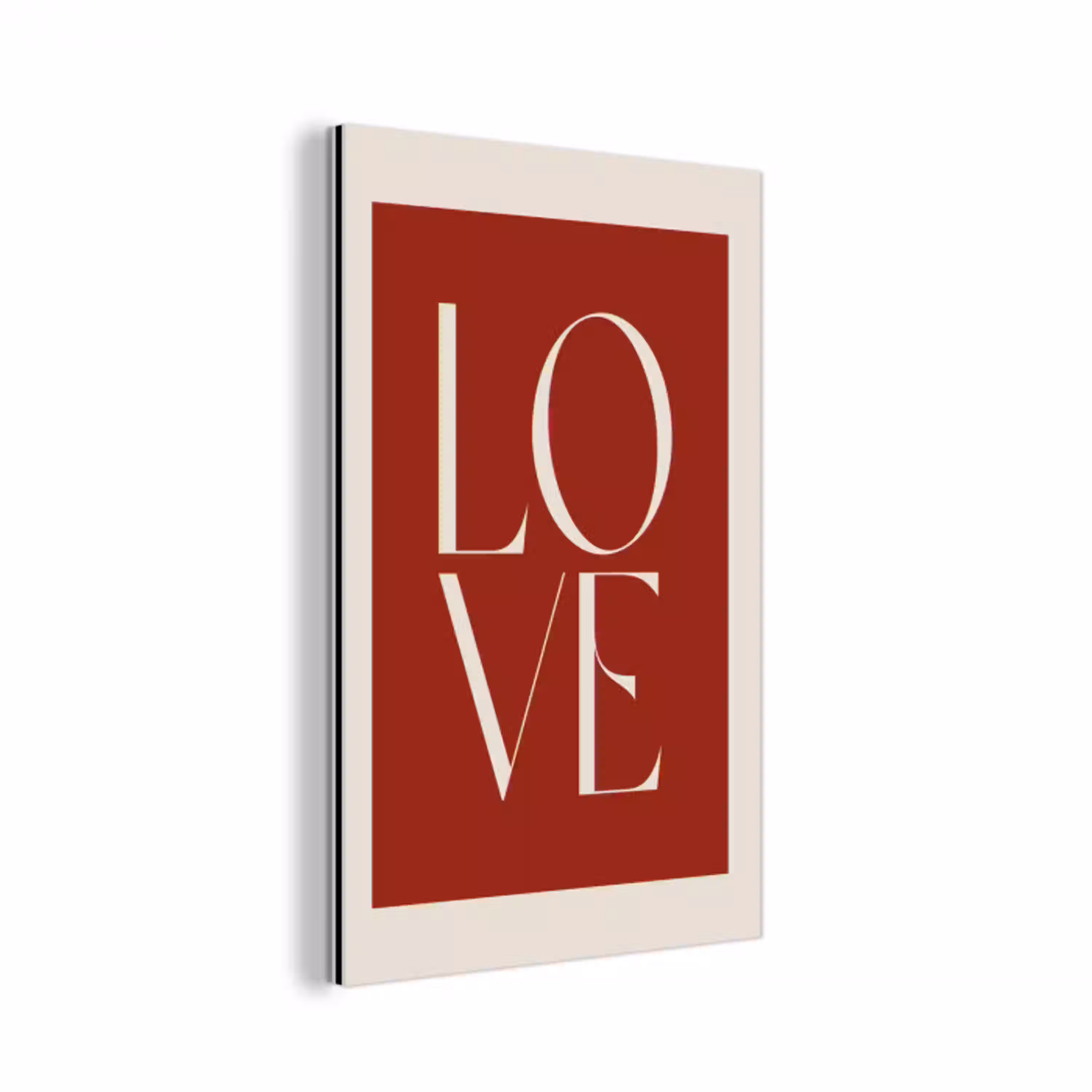 Love - Rood - Minimalistisch aluminium wit klein -3d