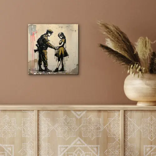 Soldaat - Meisje - Bruin - Graffiti aluminium wit klein -sfeer4