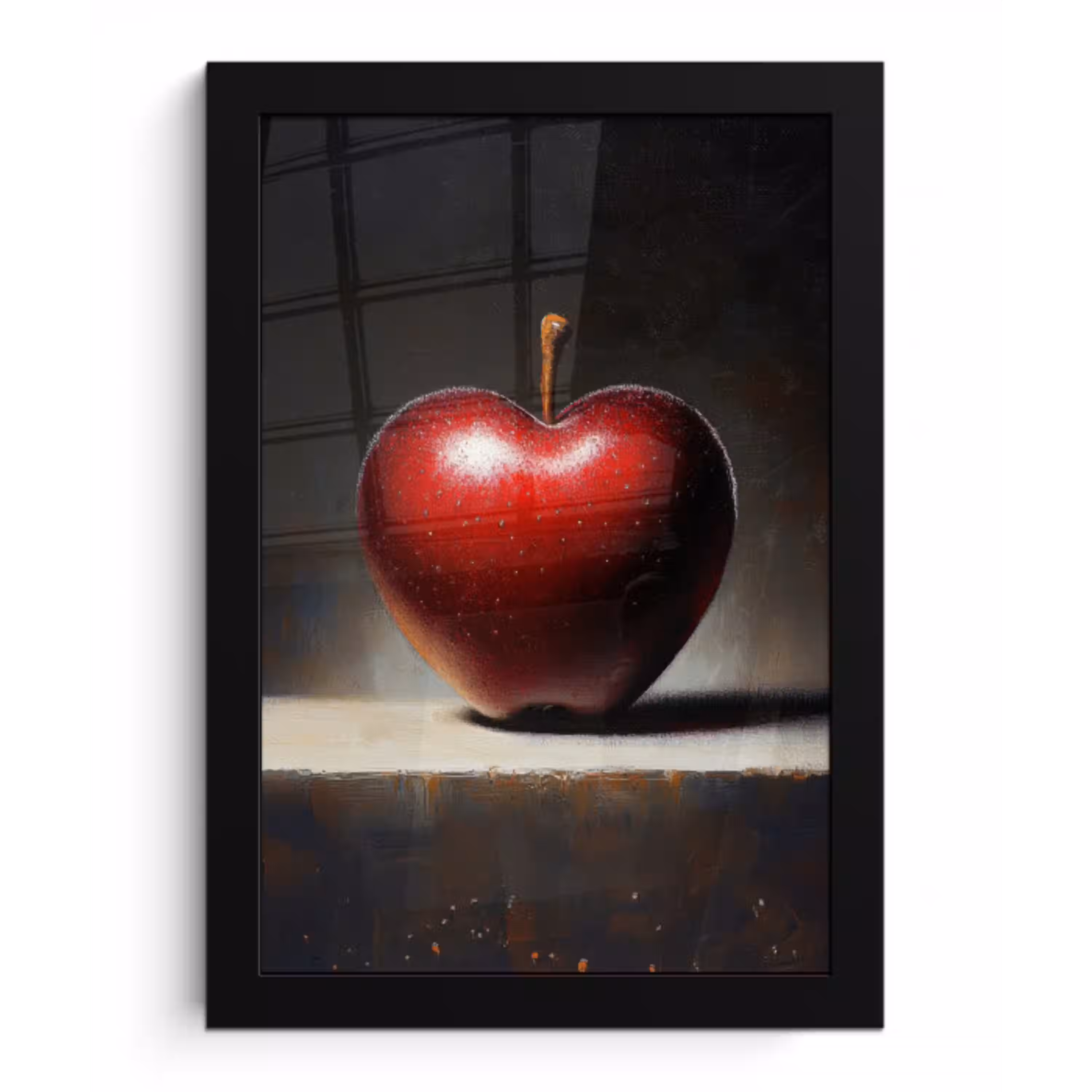 Apple - Hart - Rood fotolijst zwart zonder passe partout klein -3d