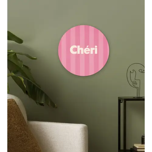 Gestreept - Roze - Chéri Wandcirkel plexiglas klein -sfeer3