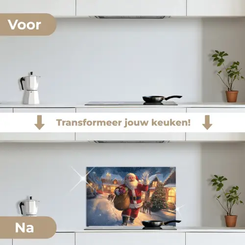 Kerstman - Dorp - Hert - Donker keuken achterwand spatscherm klein -voor_na_NL