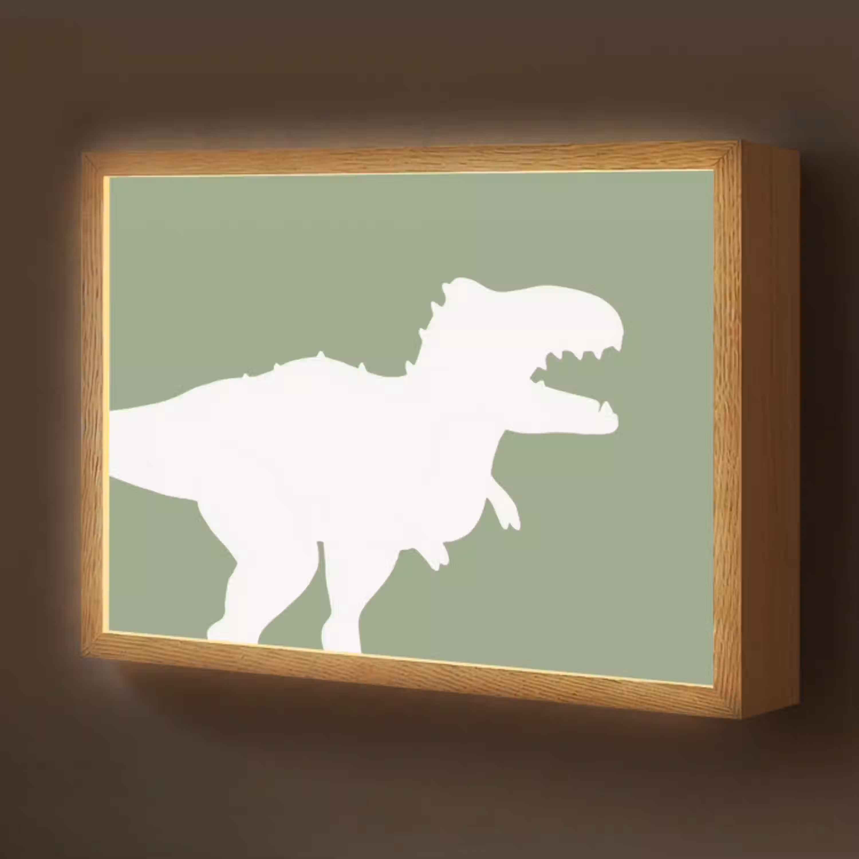 Dino - T-rex - Dinosaurus - Groen - Tyrannosaurus rex Light Box met batterij (Wandlamp kind) middel -z3d_website