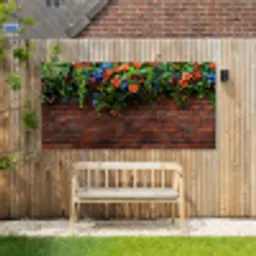 Bloemen - Muur - Groen - Oranje Tuinposter op houten frame 2 cm dik xxl -sfeer4