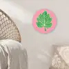 Blad - Groen - Illustratie - Minimalistisch Wandcirkel kunststof plaat 5mm dik klein -sfeer5