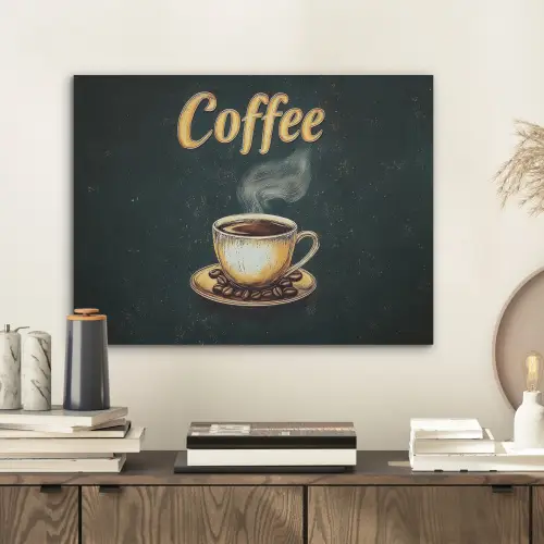 Koffie - Schotel - Koffiebonen - Retro PET vilt klein -sfeer1
