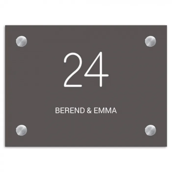Grijs - Klassiek Naambord Rechthoek middel -3d
