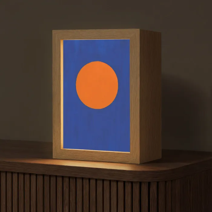 Vorm - Rond - Minimalistisch - Blauw Light Box met kabel (Tafellamp) klein -z3d_website