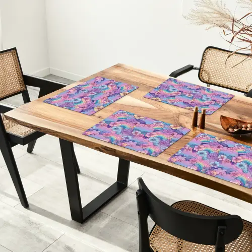 Regenbogen - Bloemen - Kleurrijk - Wolken Placemat vinyl groot -zzsfeer4_Kitchenyeah-website