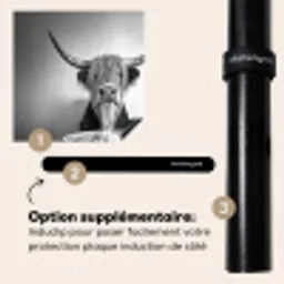 Schotse Hooglander - Spaghetti - Dieren - Zwart wit Inductie beschermer vinyl 3mm middel -zzzzzzz-induclip_FR