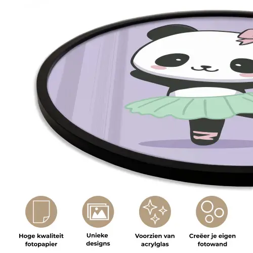 Panda - Paars - Sierlijk - Kawaii Fotolijst rond zonder passe partout klein -closeup_NL