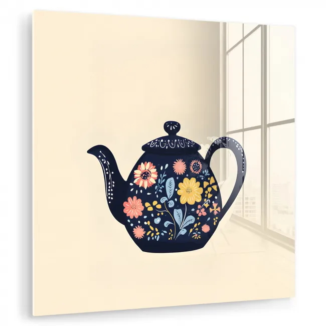 Theepot - Kleurrijk - Bloemen plexiglas 5mm klein -zzzproduct_nieuw