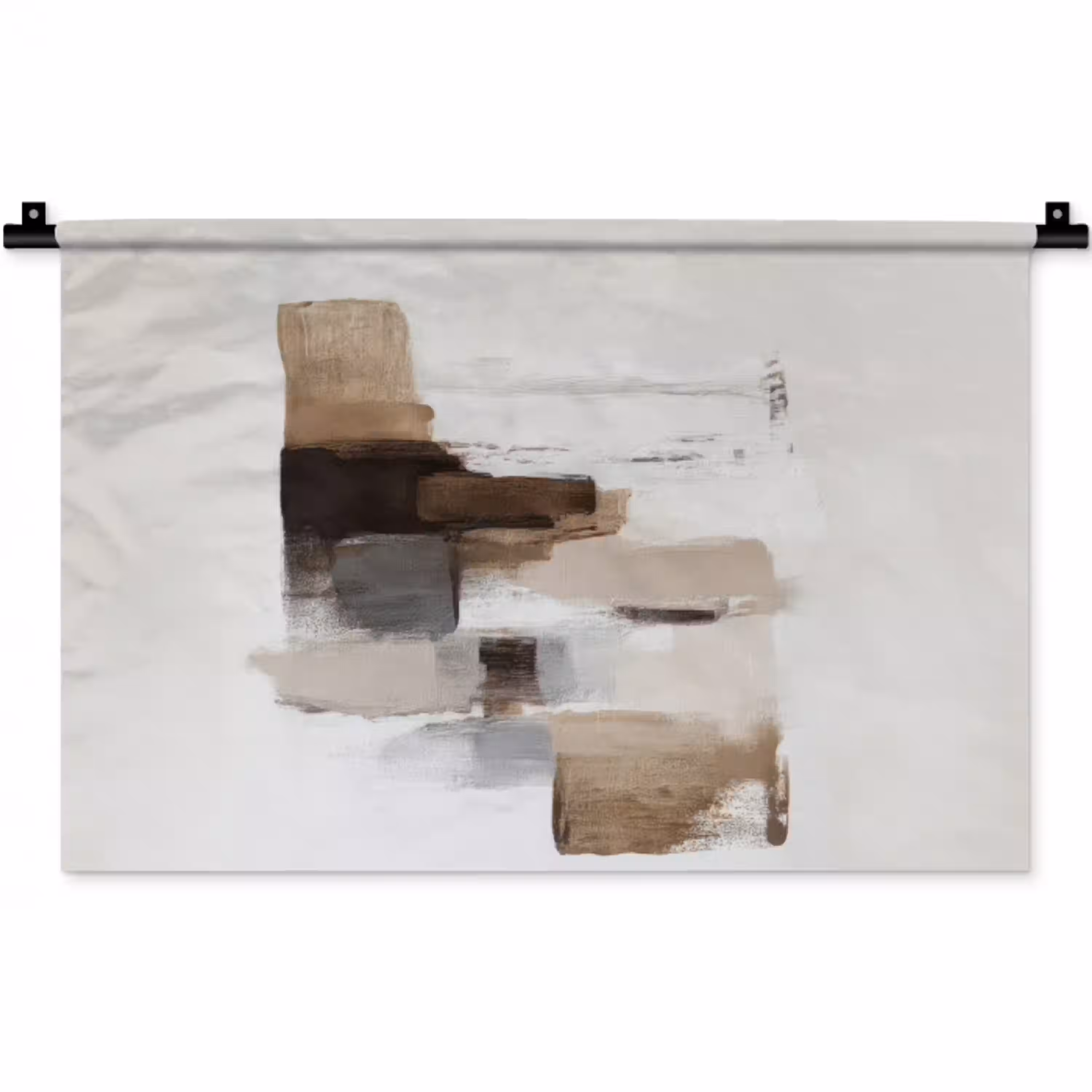 Penseelstreken - Balans - Beige - Bruin Wandkleed katoen klein -zz3d