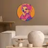 Kimono - Hondje - Bloemenkroon - Oranje Akoestische PET Vilt - Rond klein -sfeer1