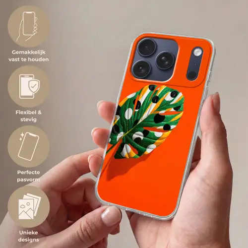 Blad - Oranje - Stippen - Kleurrijk Telefoonhoesje iPhone 17 Pro klein -sfeer3_NL