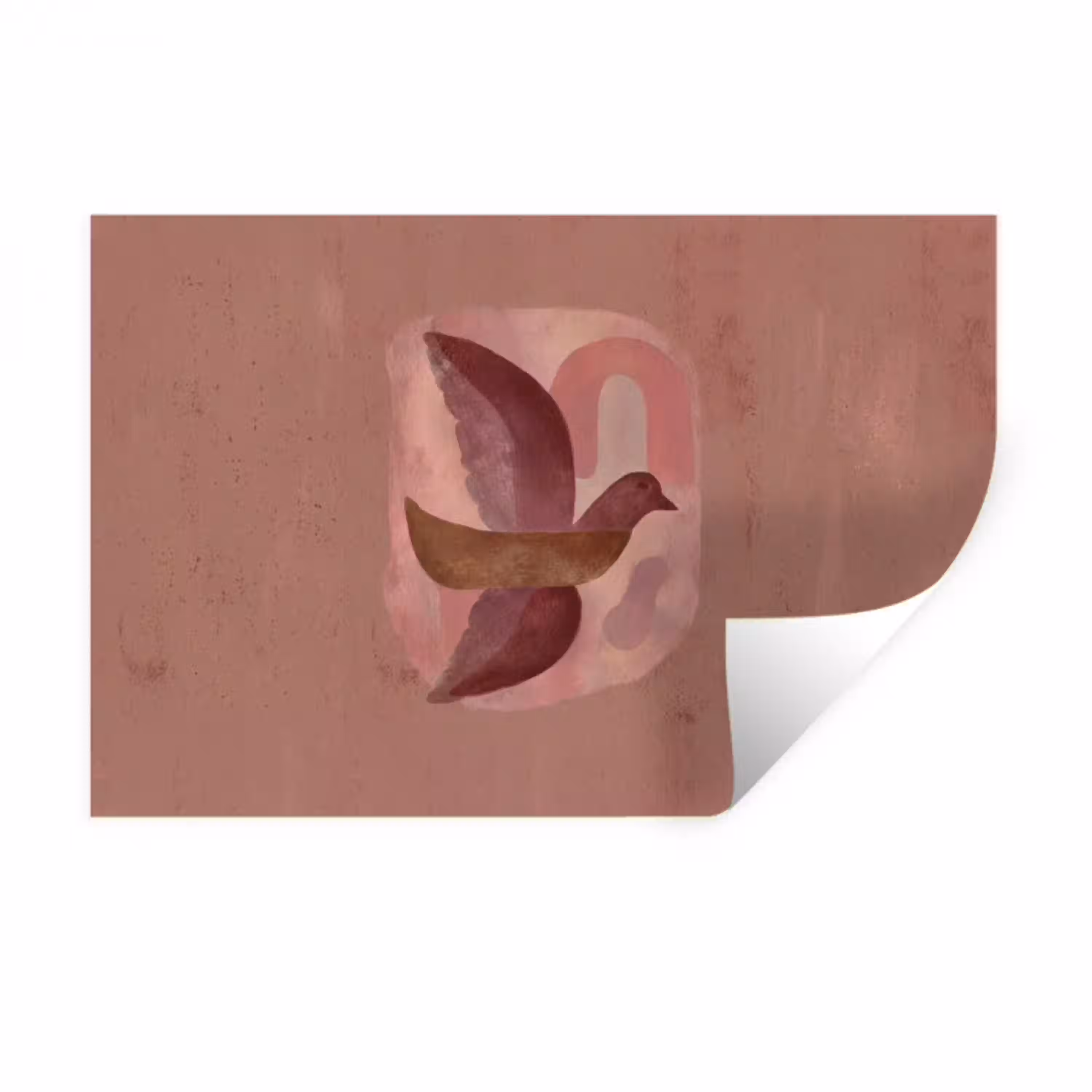 Illustratie - Vogels - Abstract - Roze Muursticker klein -3d