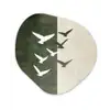 Japandi - Vogel - Groen Wandcirkel Organisch Aluminium middel -3d