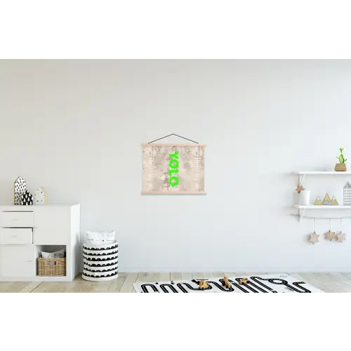 YOLO - Groen - Neon - Slangenprnt textielposter latten blank klein -kinderkamer