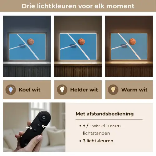 Basket - Bal - Blauw - Zwevend Light Box met batterij (Wandlamp) middel -USP_lichtkleurNL