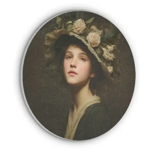 Bloemenhoed - Portret - Vrouw Akoestische PET Vilt - Rond klein -3d