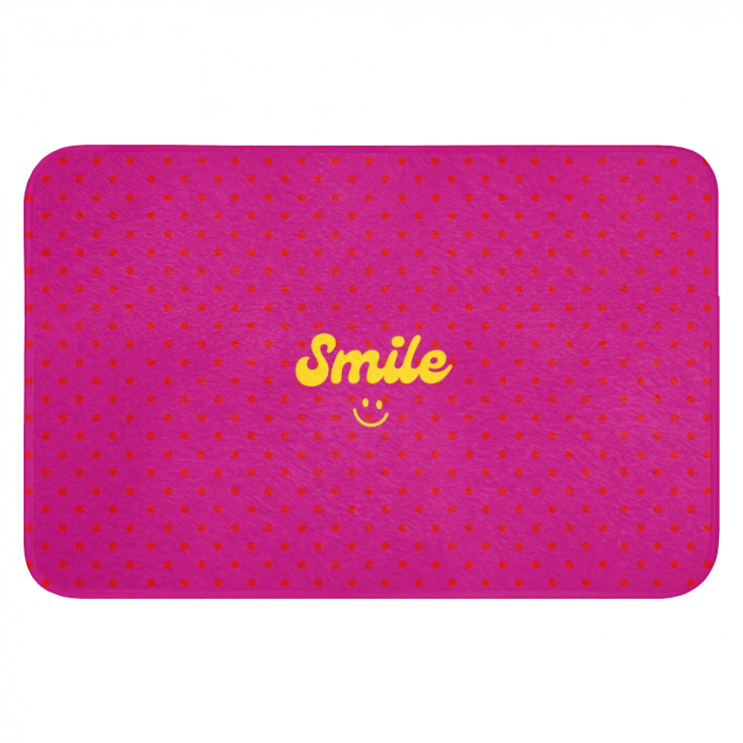 Smile - Stippen - Geel - Smiley - Roze Badmat klein -3d