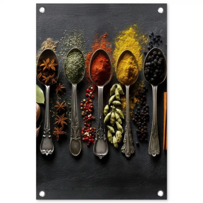 Lepels - Specerijen - Kaneel - Chili tuinposter los doek klein -3d