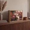 Schotse hooglander - Dier - Natuur - Bloemen - Botanisch Light Box met batterij (Wandlamp) middel -sfeer2