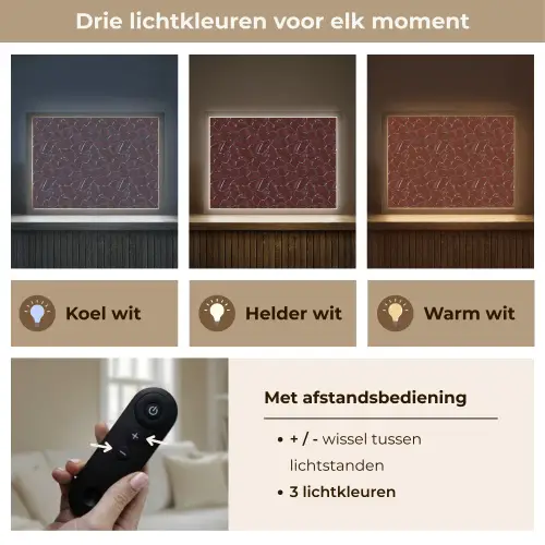 Mozaïek - Tegel - Bordeauxrood Light Box met batterij (Wandlamp) middel 907 -USP_lichtkleurNL