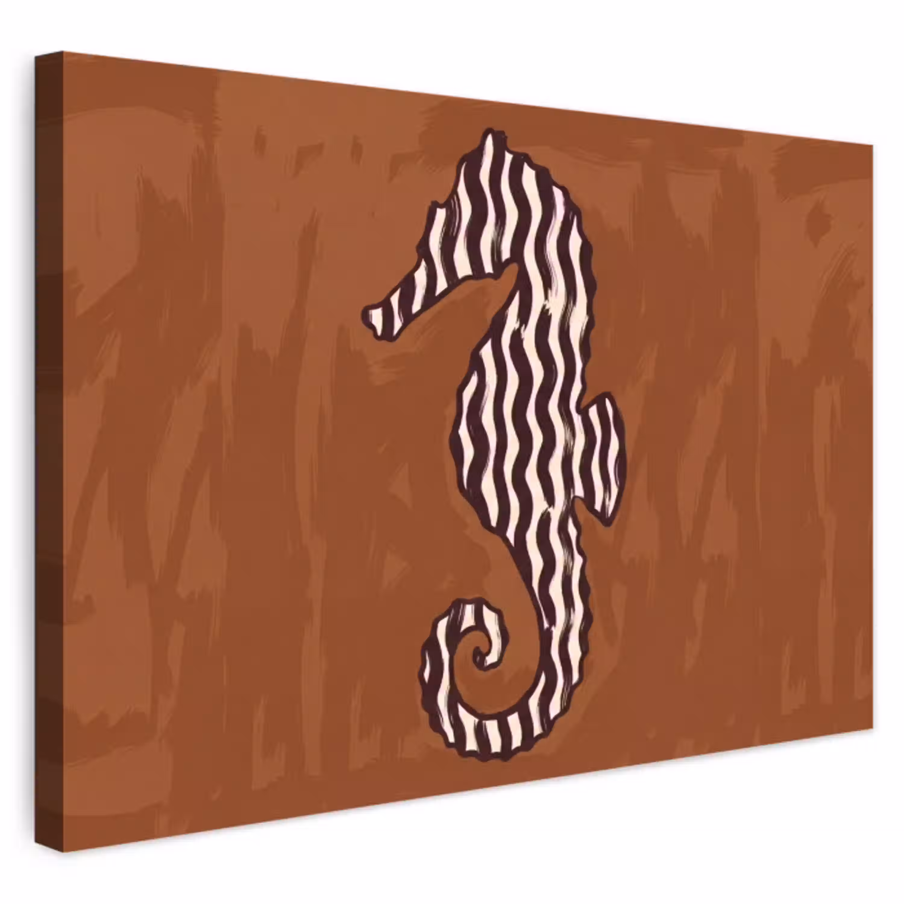 Dieren - Zeepaardje - Abstract - Bruin - Strepen Tuinposter op houten frame 2 cm dik klein -3d