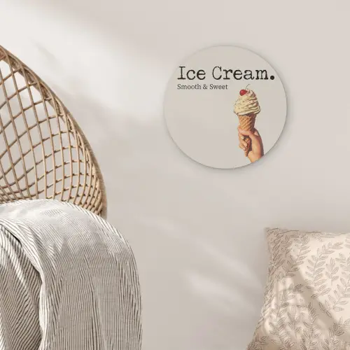 Ice cream - Softijs - Kleurrijk - Kers Akoestische PET Vilt - Rond klein -sfeer4