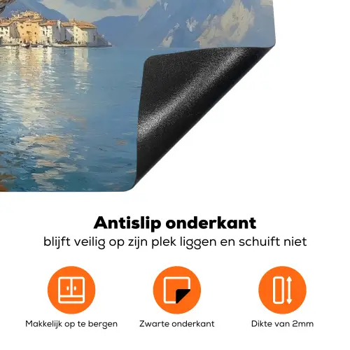 Zeilschip - Huizen - Kade - Zee Inductie beschermer vinyl 3mm klein -zzzzzzz-td-onderkant