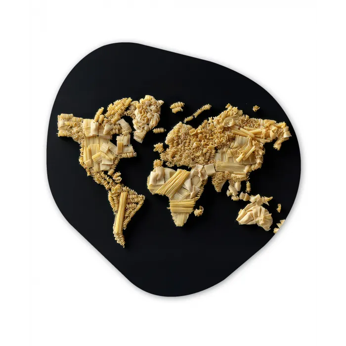 Wereldkaart - Specerijen - Kleurrijk Wandcirkel Organisch Plexiglas middel -3d