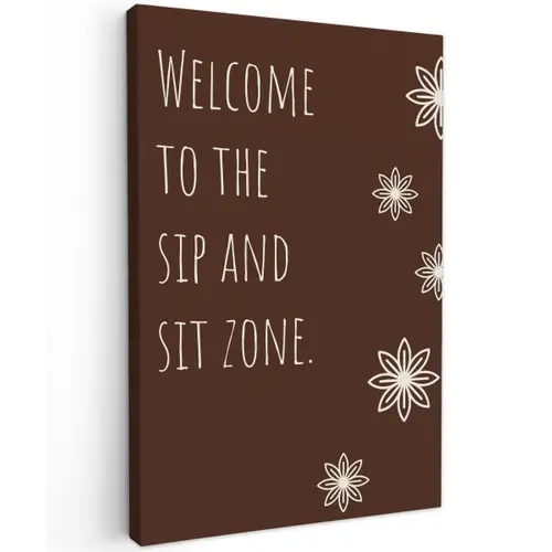 Bruin - Quote - Bloemen - Zomer Tuinposter op houten frame 2 cm dik klein -3d