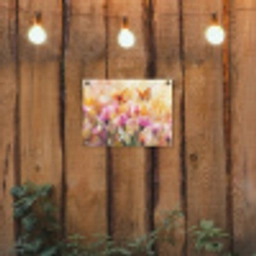 Vlinders - Oranje - Bloemen tuinposter los doek klein -sfeer1