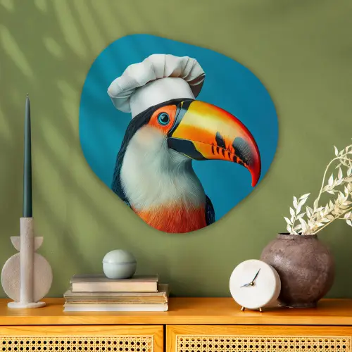 Toekan - Papegaai - Vogel - Koksmuts Wandcirkel Organisch Plexiglas middel -sfeer2