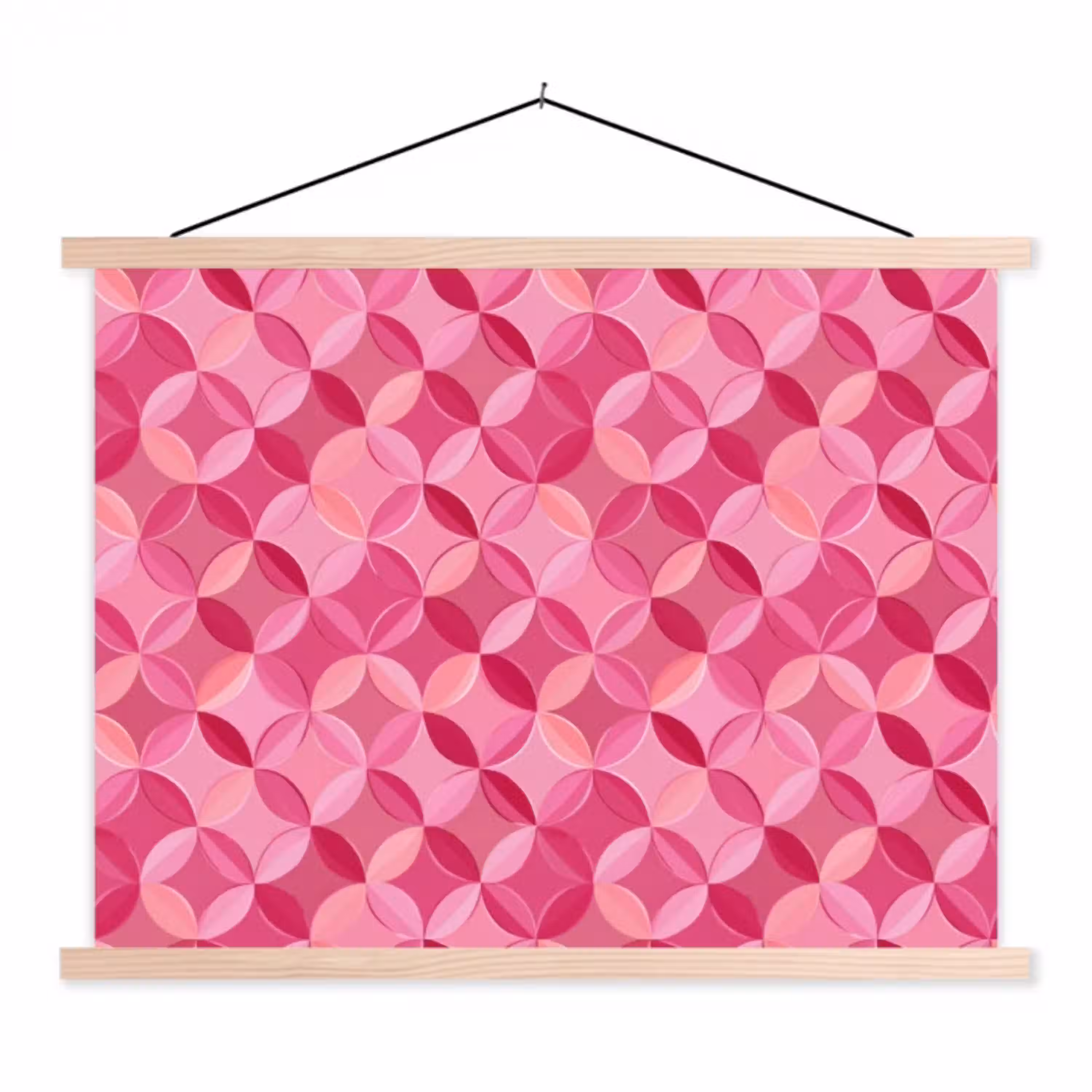 Geometrisch - Mozaïek - Modern - Roze textielposter latten blank klein 122 -3d