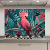 Kaketoe - Tropische bladeren - Tak keuken achterwand spatscherm klein -3d_website
