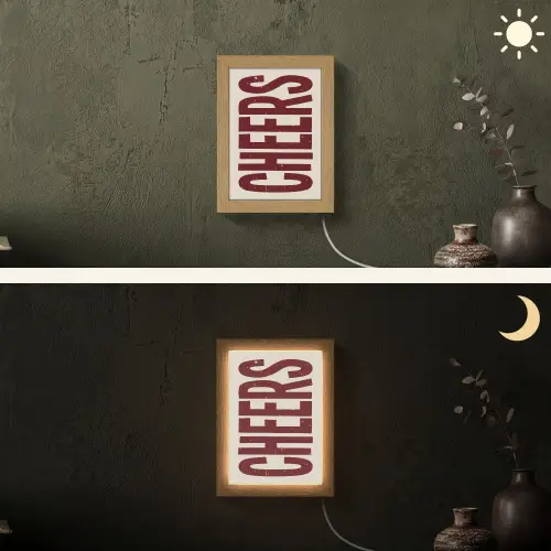 Red - Cheers - Decoratie - Beige Light Box met kabel (Wandlamp) klein -sfeer3
