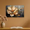 Bloem - Goud - Abstract - Verf Canvas - Meerluiken 3 luik klein -sfeer5