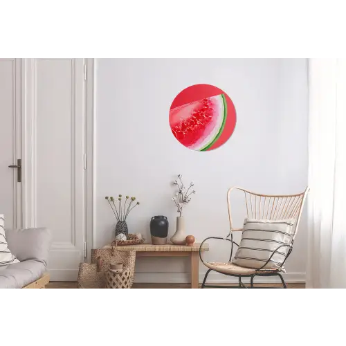 Watermeloen - Rood - Zomers Wandcirkel aluminium klein -woonkamer