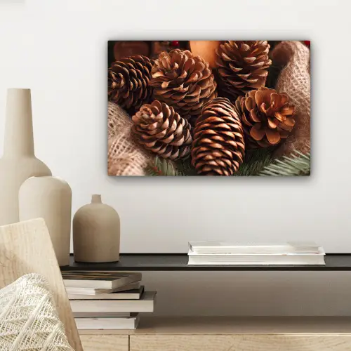 Dennenappels - Boom - Winter - Natuur - Bruin canvas 2cm klein -sfeer6