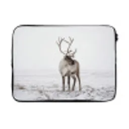Rendier - Gewei - Sneeuw - Winter laptophoes neopreen klein -3d