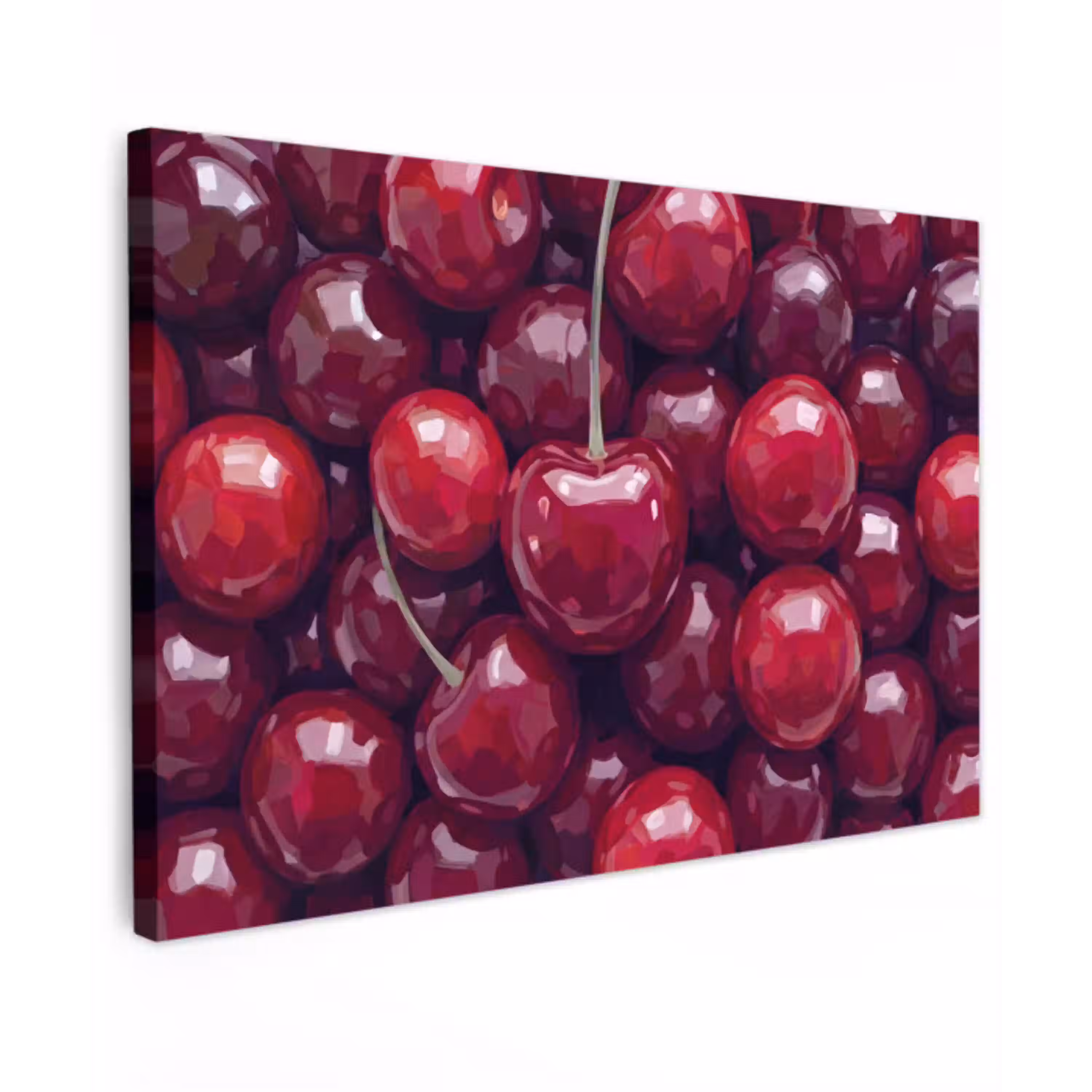 Fruit - Kersen - Eten - Modern - Rood Tuinposter op houten frame 2 cm dik klein -3d