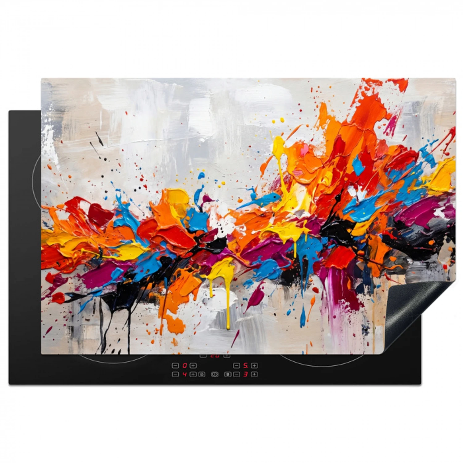 Abstract - Schilderij - Kleurrijk - Dynamisch Inductie beschermer vinyl 3mm klein -3d