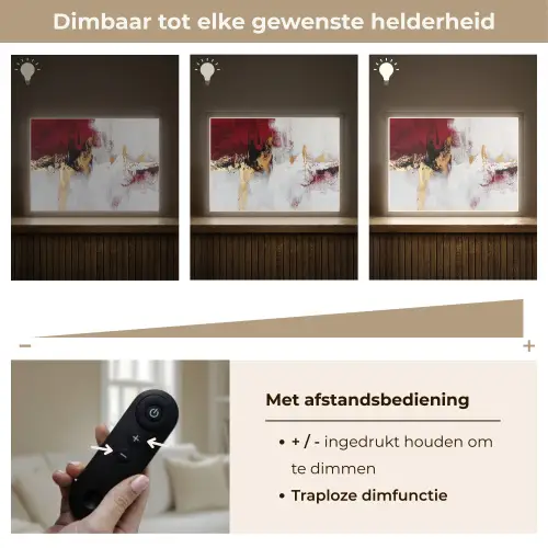 Rood - Marmer - Abstract - Goud - Modern Light Box met batterij (Wandlamp) middel -USP_dimbaarNL