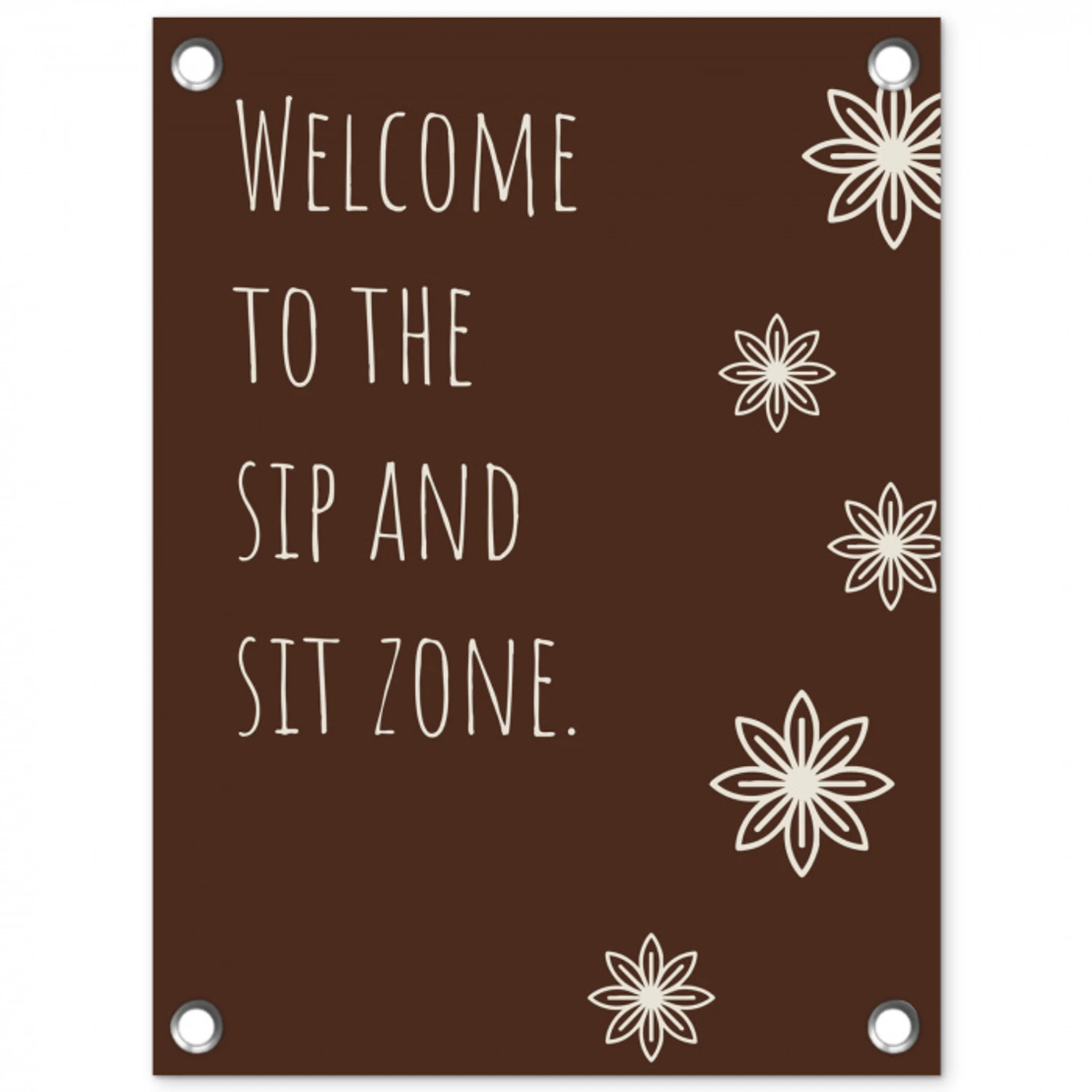 Bruin - Quote - Bloemen - Zomer tuinposter los doek klein -3d