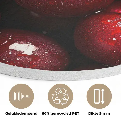 Rood - Fruit - Kersen Akoestische PET Vilt - Rond klein -closeup_NL