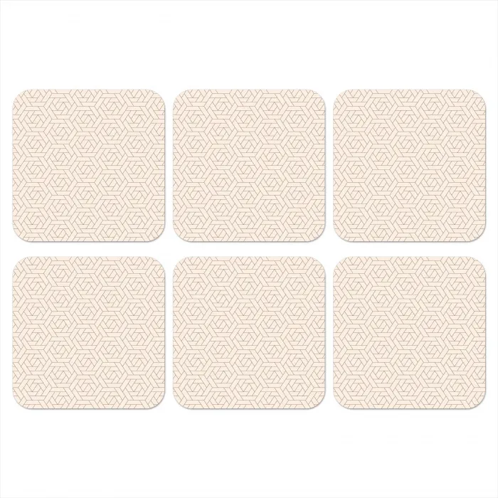 Patroon - Beige - Lijnen - Bruin onderzetter kurk middel 366 -3d